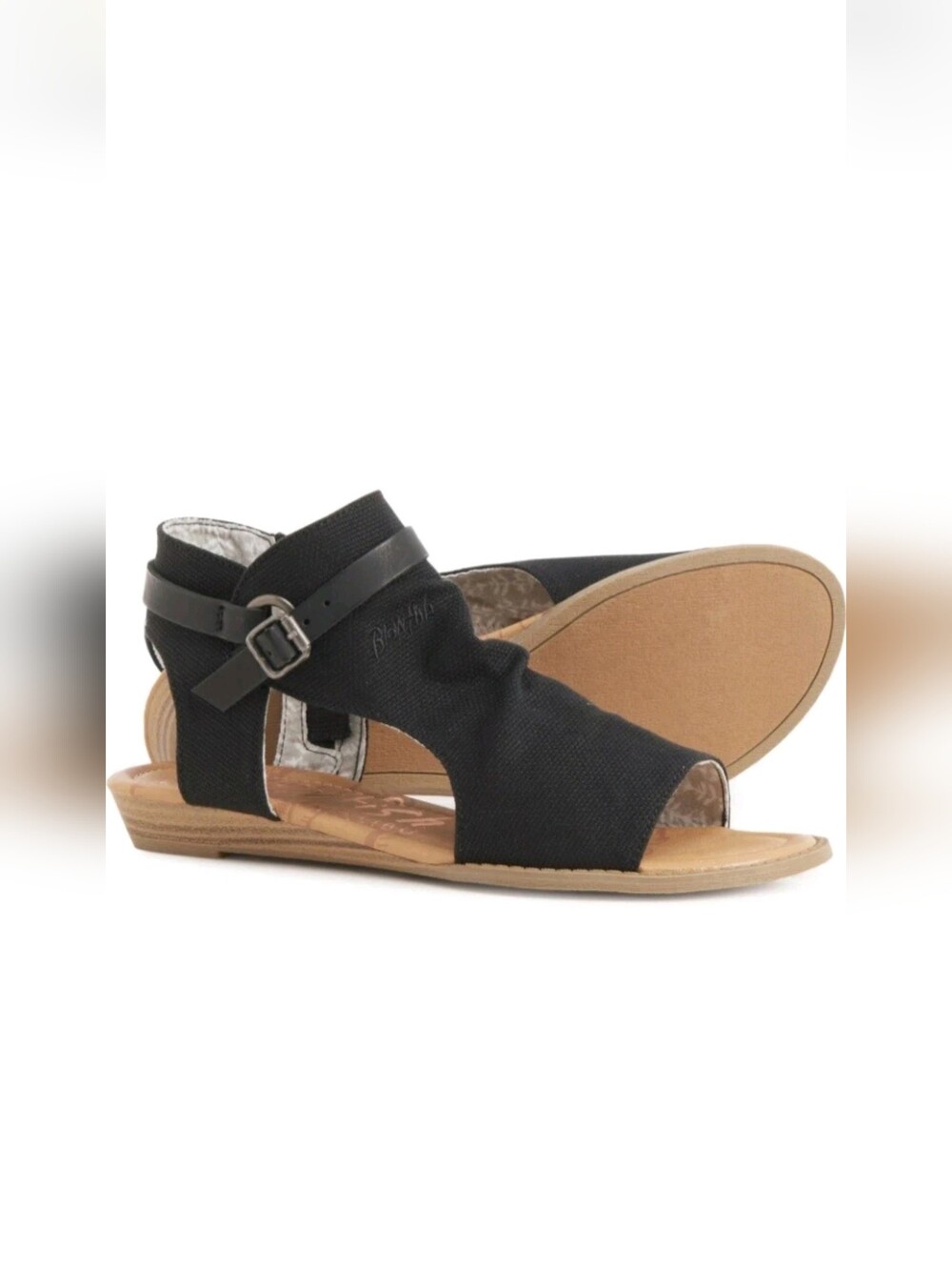 Blowfish Brisa 2 Sandals Women's 8.5 Black Canvas EUC